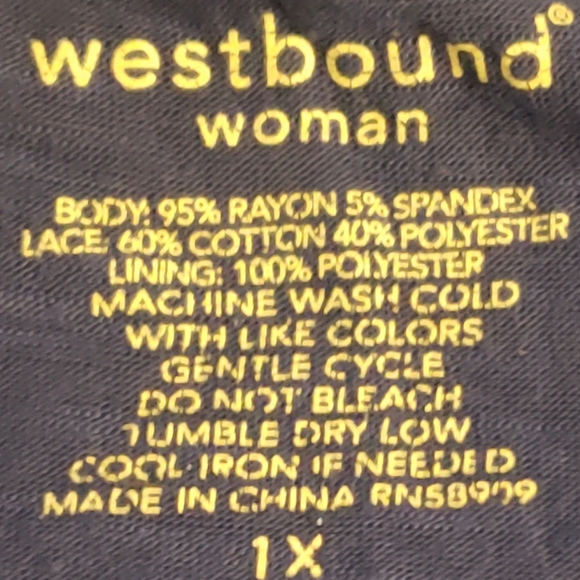 Westbound women's plus size 1X embellished laced front pullover blouse. 890 - Picture 5 of 5